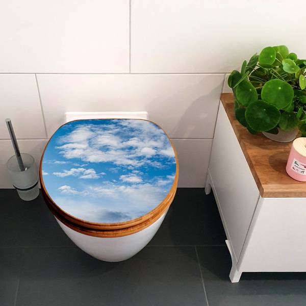 WC-Sitz mit Absenkautomatik Wolken 1 Blau - Bambus - Holzwerkstoff - 38 x 5 x 49 cm