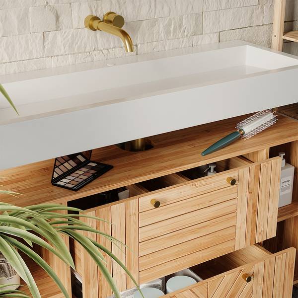 Meuble sous vasque simple Lucie 58722 Marron - Bois manufacturé - 100 x 65 x 36 cm