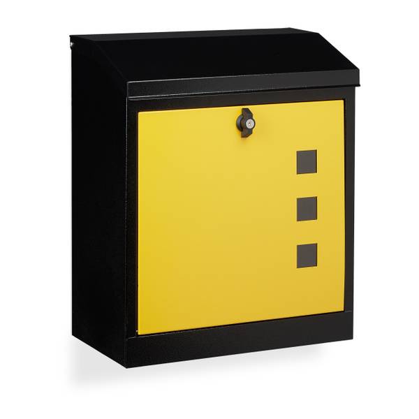 Boîte aux lettres murale grande XL Noir - Jaune