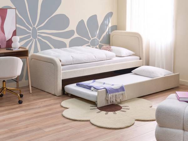 Bett RAYSSAC 3-tlg Beige - Naturfaser - 100 x 96 x 218 cm