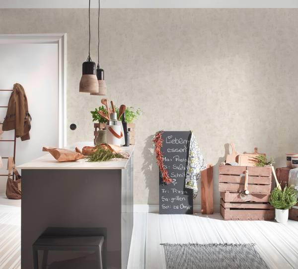 Vliestapete Putzoptik Beige Cremeweiß