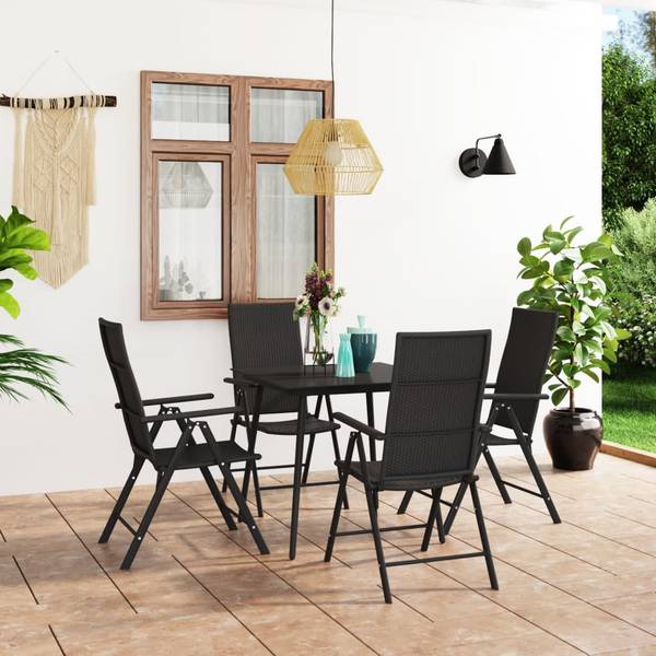 Salle à manger 3060065 lot de 5 Noir - Polyrotin - 80 x 74 x 80 cm