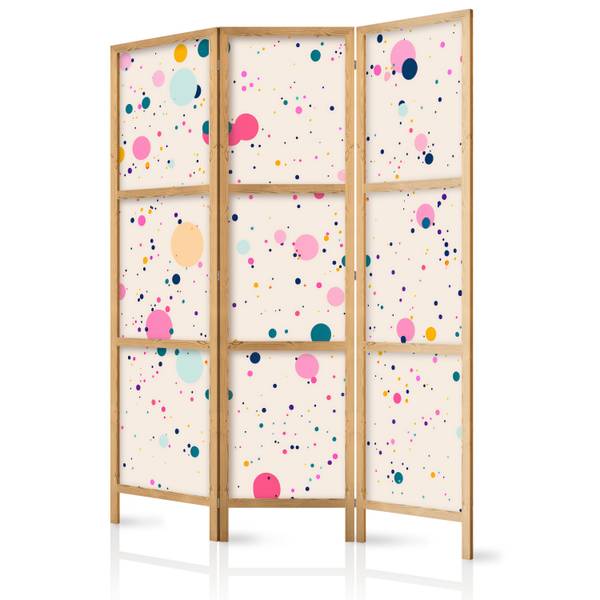 Paravent Flecken Farben 3-tlg Beige - Blau - Pink - Gelb - Holzwerkstoff - Textil - 135 x 172 x 3 cm