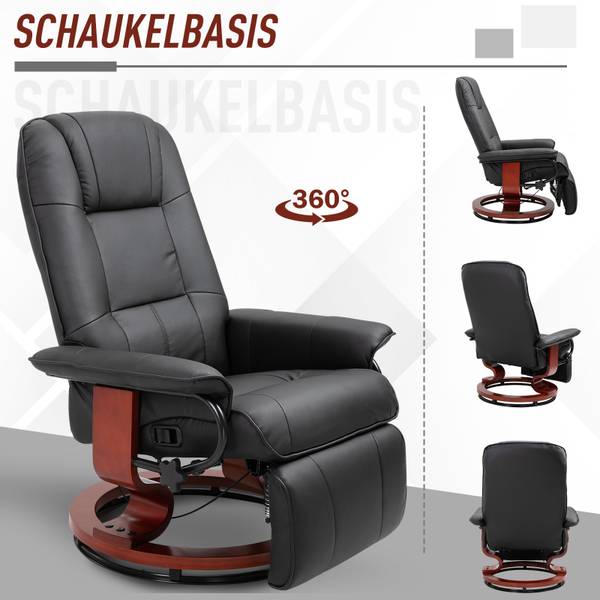Relaxsessel mit rundem Holzfuß 833-621 Esche Schwarz Dekor - Schwarz