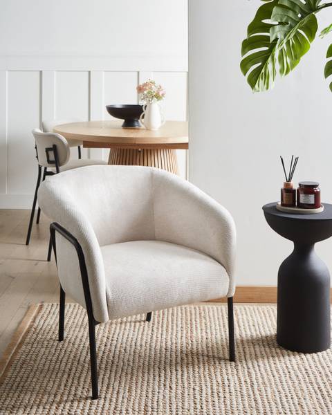 Fauteuil KROSSEN beige - zwart - textiel - 68 x 73 x 64 cm