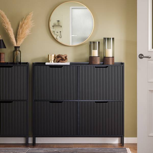 Meuble à chaussures FSR177-L-SCH Noir - 100 x 91 cm