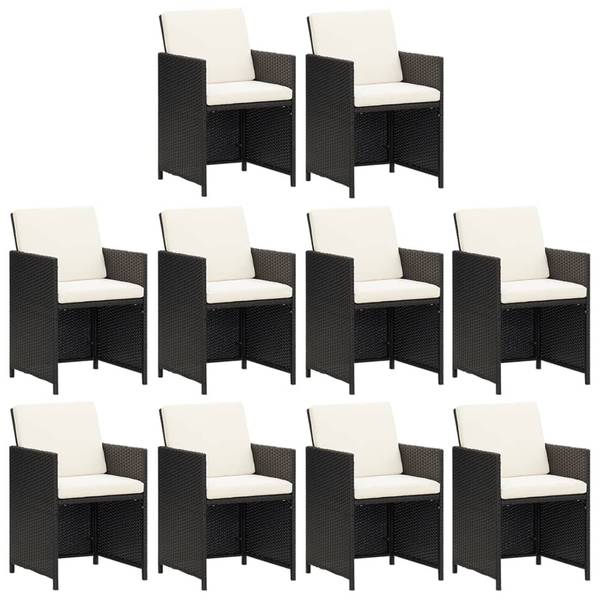 Garten Essgruppe 3001936-4 11-teilig Schwarz - Weiß - Polyester - Klarglas - 107 x 74 x 275 cm