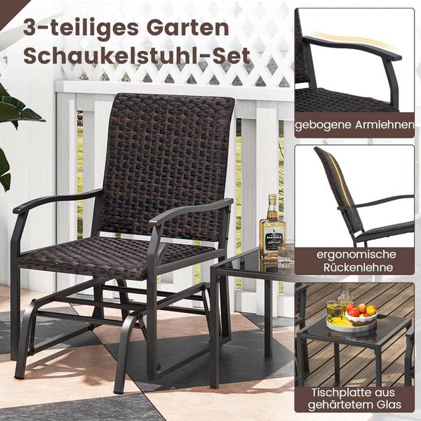 Balkonmöbel Set ZB33613NZDE (3-teilig) Braun - Polyrattan