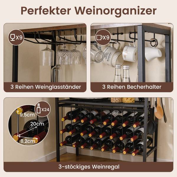 Weinregal VH34768PQ-ORDE Schwarz - Metall - 33 x 165 x 75 cm