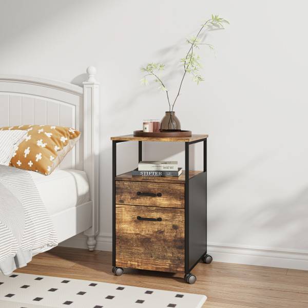 Rollcontainer 2 Schubladen Schwarz - Braun