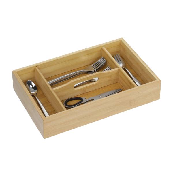 Bambus  Besteckkasten mit Tragegriff Braun - Holzverbundwerkstoff - 37 x 7 x 23 cm
