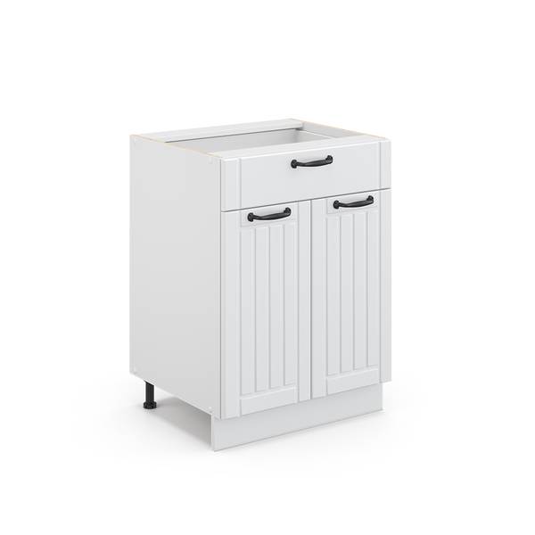 Küchenunterschrank Fame-Line 45409 Eiche Landhaus Dekor - Weiß - Breite: 60 cm