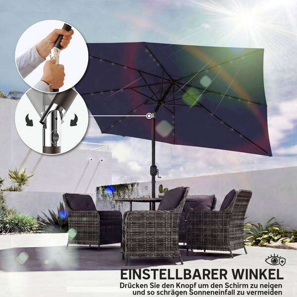 Sonnenschirm 84D-503V00DB Blau - Metall - 198 x 248 x 289 cm