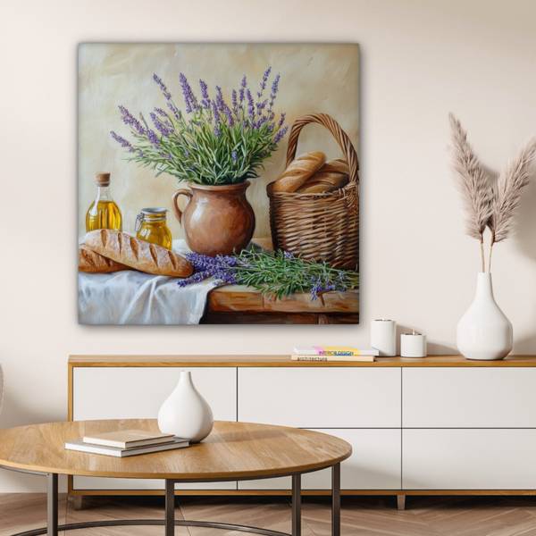 LEINWANDBILD Lavendel Violett - Baumwollstoff - 90 x 90 x 2 cm
