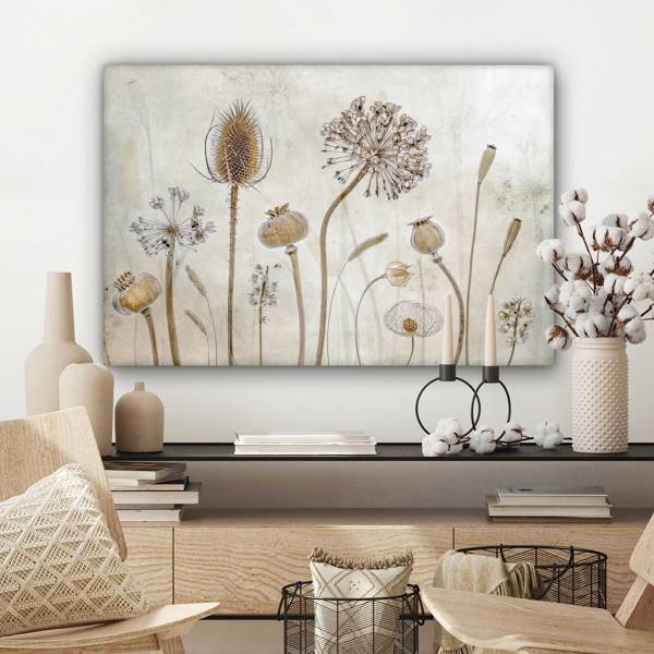 CANVAS SCHILDERIJ Bloemenstilleven 90 x 60 cm
