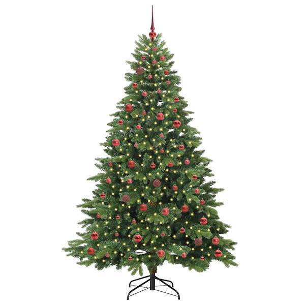 Sapin de Noël artificiel 3700000069-3 Vert - Rouge - 132 x 210 x 132 cm