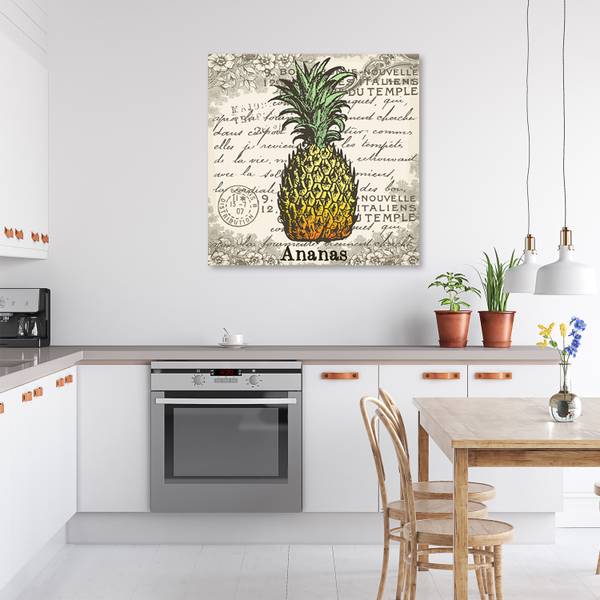 Wandbild ananas vintage 40 x 40 cm