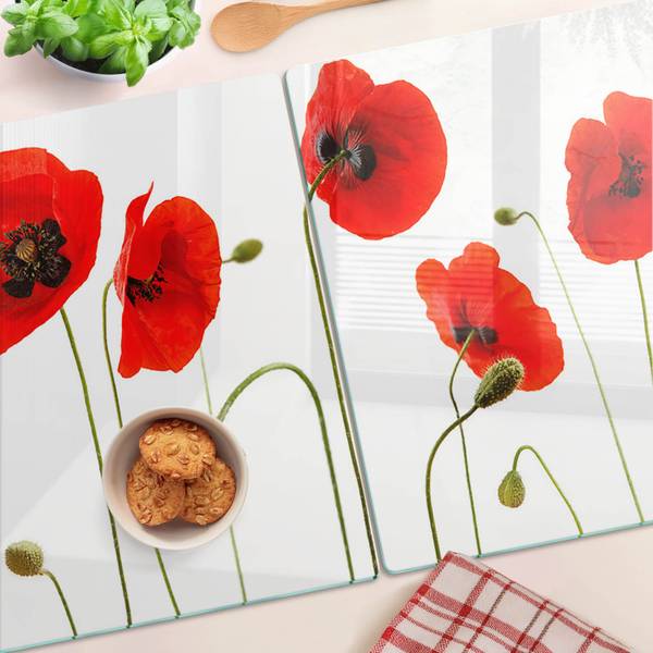 Schneidebrett Klaver 2er Set Rot - Glas - 52 x 1 x 40 cm