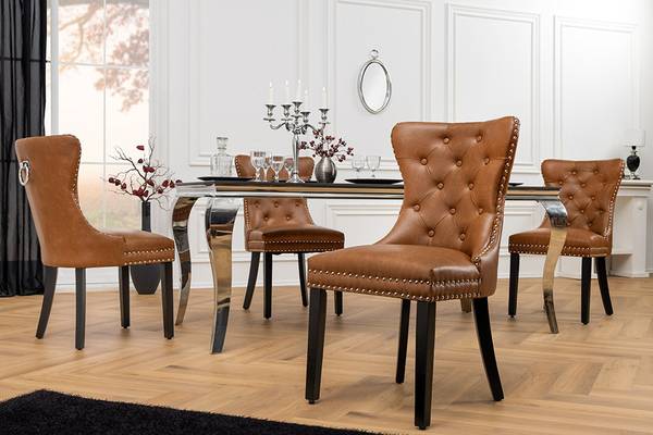 Stuhl CASTLE Schwarz - Braun - Gummibaum - 52 x 95 x 64 cm