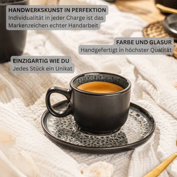 Espressotassen Set Sydney - 12 teilig Grau - Stein - 17 x 8 x 40 cm