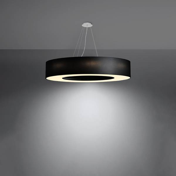 Kronleuchter Saturno Schwarz - Strukturstoff - 90 x 112 x 90 cm