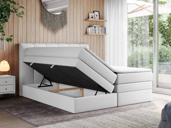 Boxspringbett ALVIN KING Weiß - Breite: 160 cm - H3