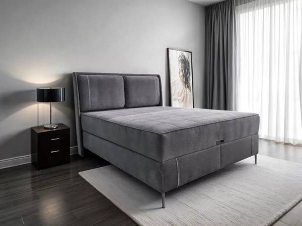 Boxspringbett Noemi Grau - Textil - 170 x 130 x 210 cm