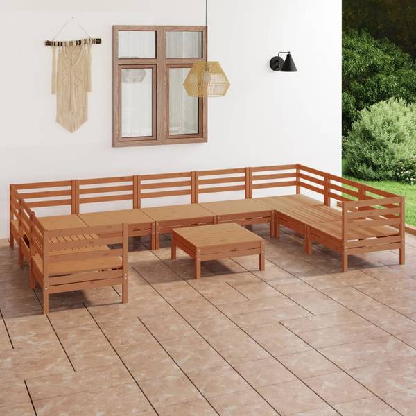 Garten-Lounge-Set 3010657 (10-teilig) Braun - Kiefer - 64 x 29 x 64 cm