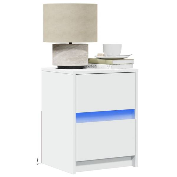 Nachttisch mit LED 2er Set X7502 Weiß
