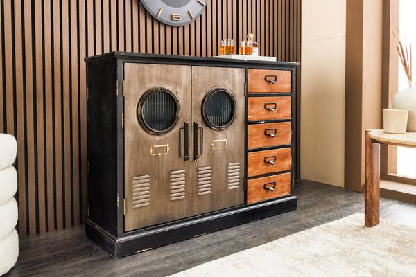 Sideboard NAUTILUS Schwarz - Braun - Grau - Kristallglas - 105 x 79 x 32 cm