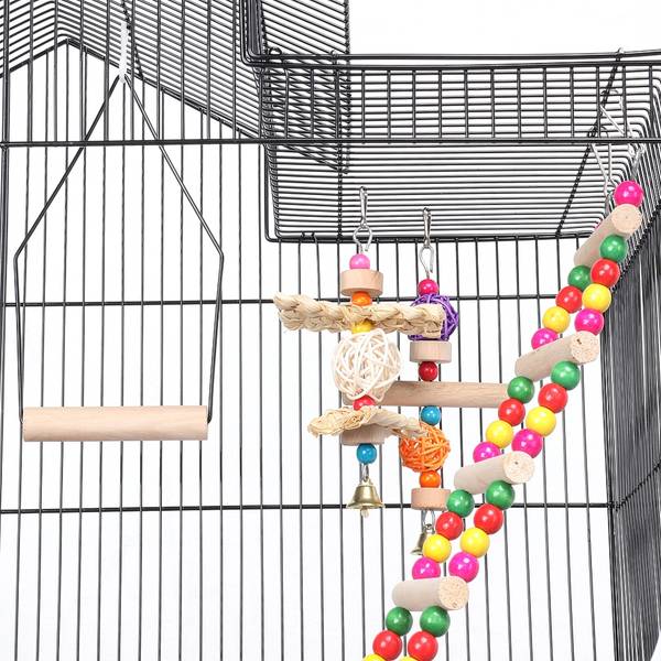 Vogelkäfig mit Spielzeuge Schwarz Schwarz - Metall - 36 x 99 x 46 cm