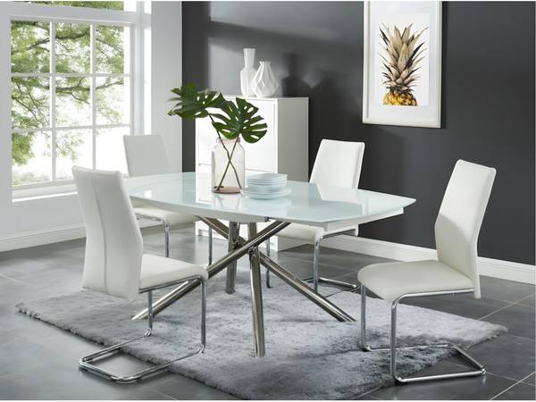 Stuhl PAULINE 4er-Set Weiß - Kunstleder - 46 x 97 x 44 cm