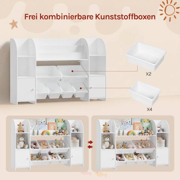 Kinderregal BV-001 Weiß - Holzwerkstoff - Kunststoff - 136 x 90 x 30 cm