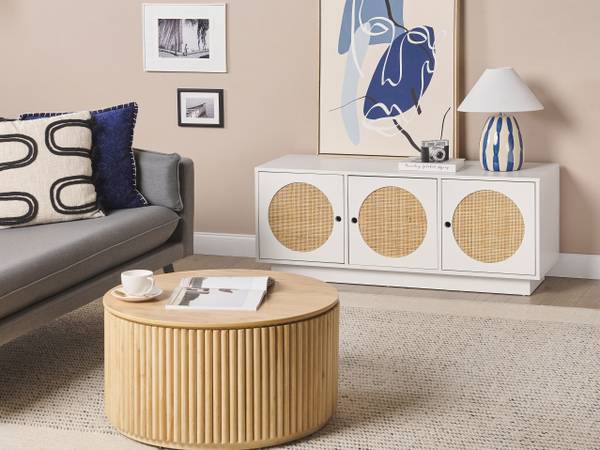 Sideboard UYUNI Beige - Weiß - Holzwerkstoff - 120 x 40 x 40 cm