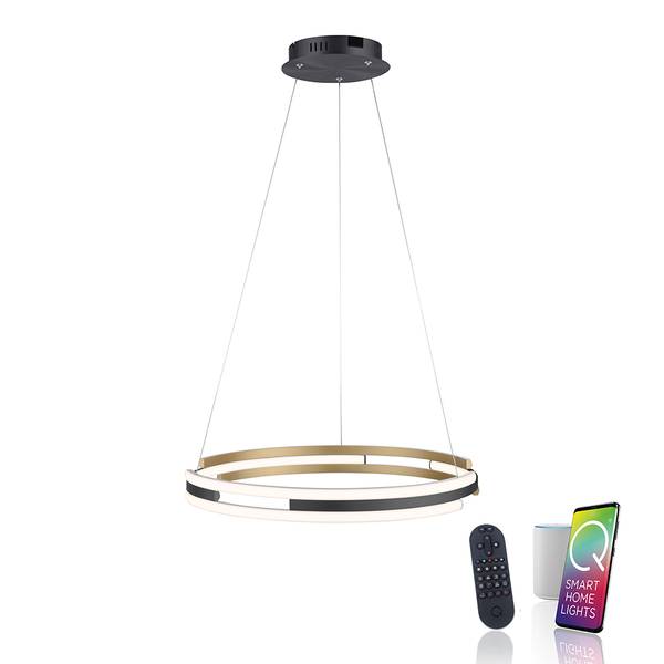 LED Pendelleuchte Q-BELUGA Smart Home Messing - Aluminium - 60 x 120 x 60 cm