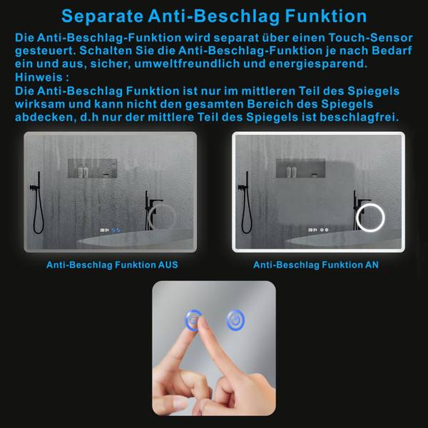 LED BadSpiegel mit 3Fach-Vergrößerung Silber - Glas - 100 x 70 x 5 cm