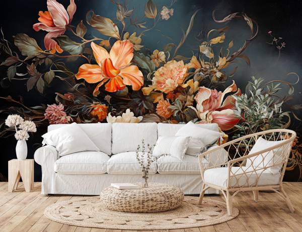 Papier Peint FLEURS Feuilles Plantes 90 x 60 x 60 cm