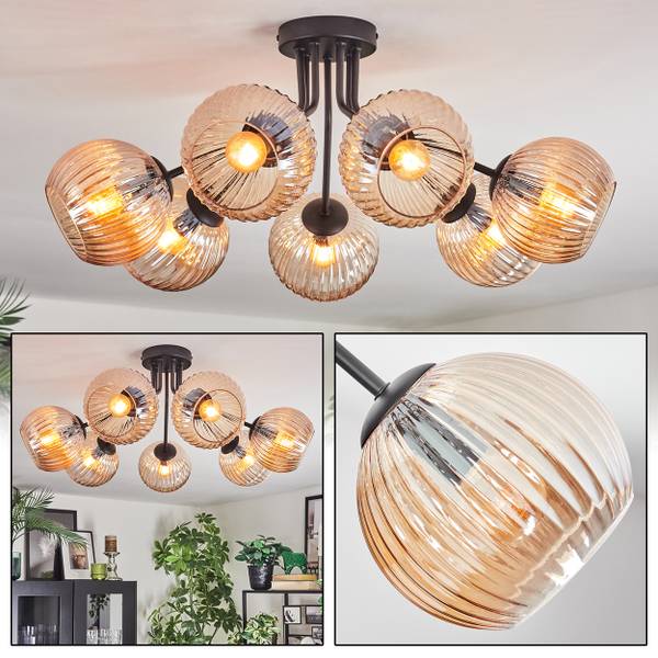 Deckenleuchte Cesaro Orange - Aluminium - Klarglas - 70 x 31 x 82 cm