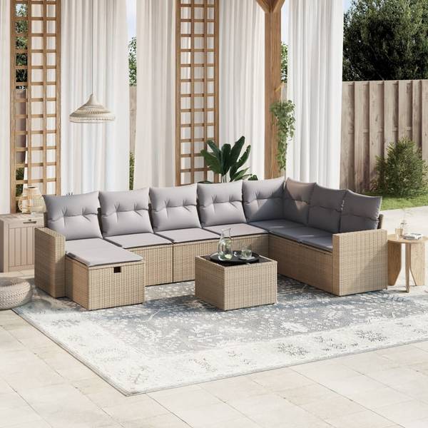 Garten-Lounge-Set 3036425-2 (9-teilig) Beige - Grau - Hellgrau