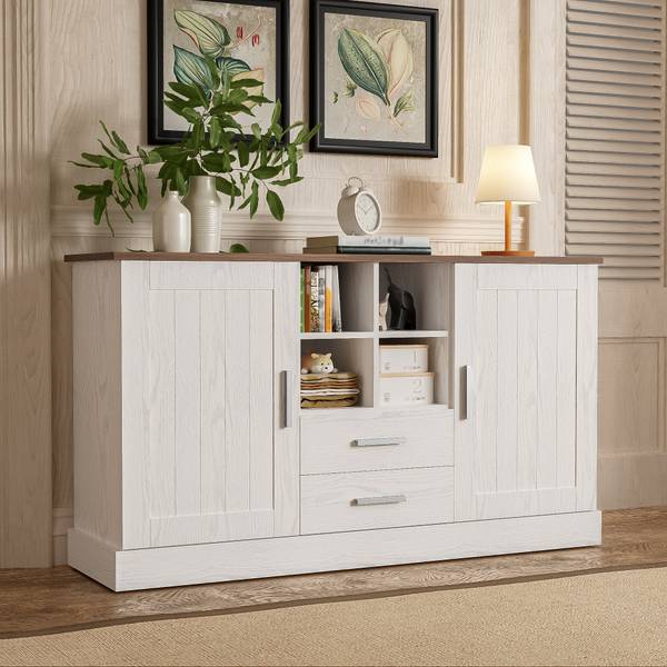 Sideboard-BB3042 Weiß - Holzwerkstoff - 140 x 80 x 40 cm