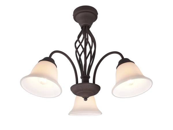 Deckenleuchte Landhausstil Glas Weiß Braun - Weiß - Milchglas - 55 x 43 x 55 cm