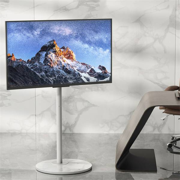 Support TV Astrion Blanc - Pierre artificielle - Métal - 55 x 160 x 65 cm