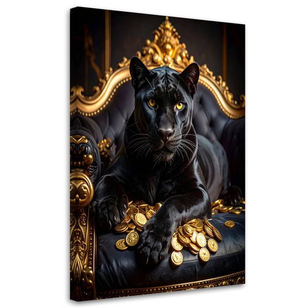 Wandbild Panther Schwarz - Polyester - 30 x 45 x 3 cm