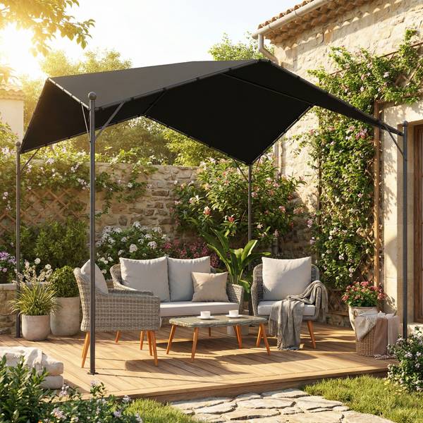 Pergola en tuinhuisje 84C-688V00CG grijs - metaal - 300 x 280 x 300 cm