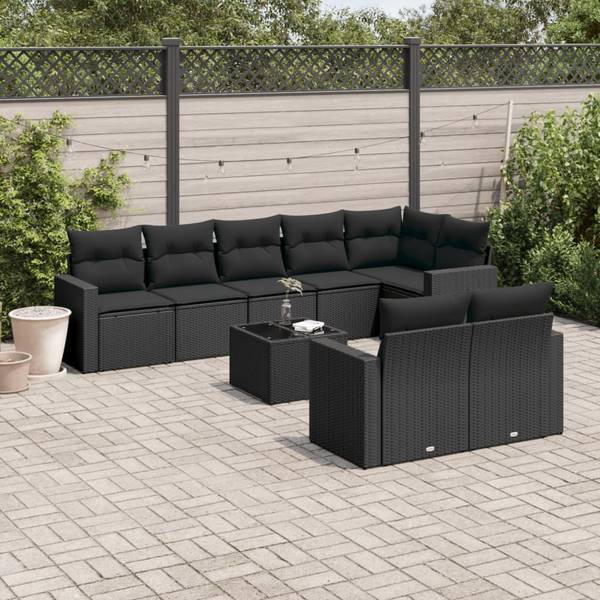 Garten-Lounge-Set 3034328-2 9-teilig Schwarz