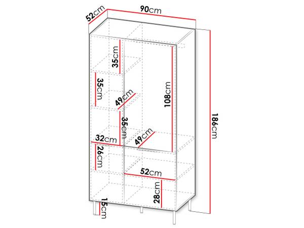 Kleiderschrak Almera Braun - Holzwerkstoff - 90 x 186 x 52 cm