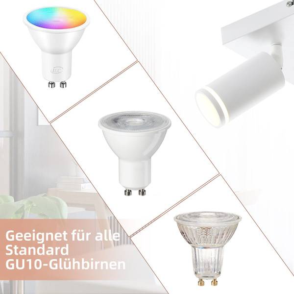 Spot plafond Adelebsen 4 ampoules Blanc - Métal - 25 x 17 x 25 cm