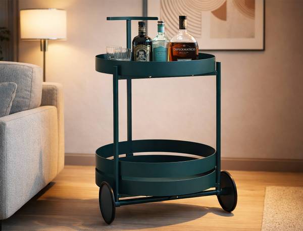 Serveerwagen Saturno groen - metaal - 50 x 61 x 40 cm
