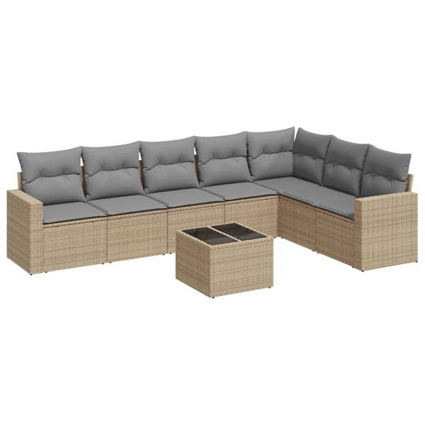 Garten Sofagarnitur 3034319-1 (8-teilig) Beige - Grau - Hellgrau