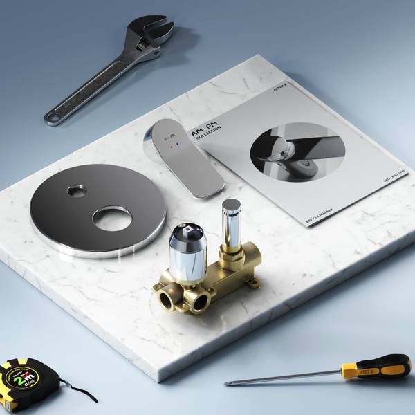 AM.PM Unterputz Duscharmatur Silber - Messing - 15 x 18 x 14 cm